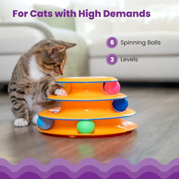 Catstages Tower of Tracks Interactive 3-Tier Cat Track Toy with Spinning Balls, Orange - Image 4