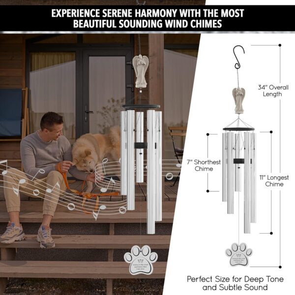 Angel Pet Memorial Wind Chime for Dogs - 34" Dog Memorial Wind Chime, Condolences for Loss of Pet Sympathy Gift, in Memory of Dog Remembrance Gift, Pet Memorial Gifts, Dog Passing Away Gifts - Image 3