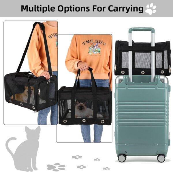 Soft Sided Cat/Dog Carrier,Collapsible Pets Travel Carriers for Pet/Puppy with Shoulder Strap & Removable Mat,Mesh Top Load Small Dogs/Cats Carry Bag Up to 17 Lbs TSA Airline Approved（Black,M） - Image 3