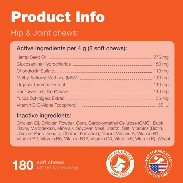 Glucosamine for Dogs - Hip and Joint Supplement Dogs - Glucosamine Chondroitin Dog Chews with MSM - Dog Hip and Joint Supplement - Hemp Hip and Joint Chews for Dogs - Mobility, Skin & Coat Health - Image 4