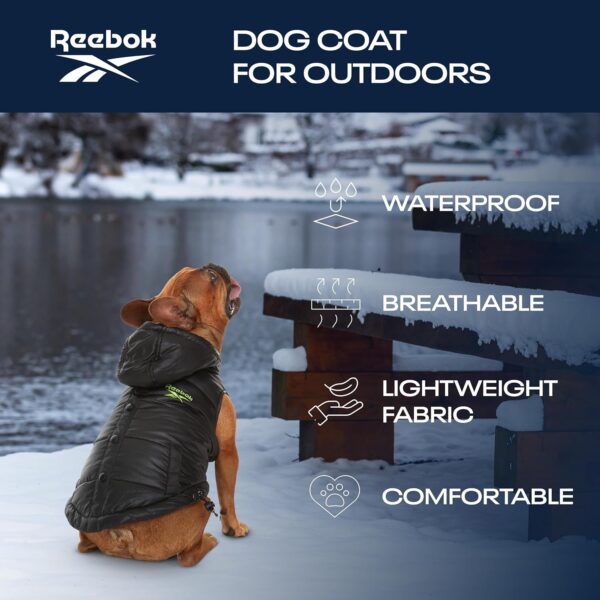 Reebok Dog Puffer Jacket - Waterproof Dog Vest with Hoodie, Dog Winter Clothes for Small, Medium, and Large Dogs, Premium Windproof Dog Snow Jacket Perfect for Cold Weather, - Image 4