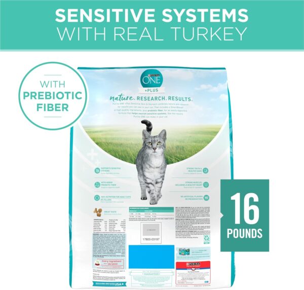 Purina ONE Sensitive Stomach, Sensitive Skin, Natural Dry Cat Food, +Plus Sensitive Skin and Stomach Formula - 16 lb. Bag - Image 4