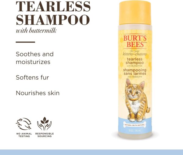 BURT'S BEES FOR PETS Kittens Natural Tearless Shampoo with Buttermilk, 10 Fl Oz - Kitten and Cat Grooming And Bath Supplies, Kitty Shampoo, Pet Shampoo for Cats - Image 5