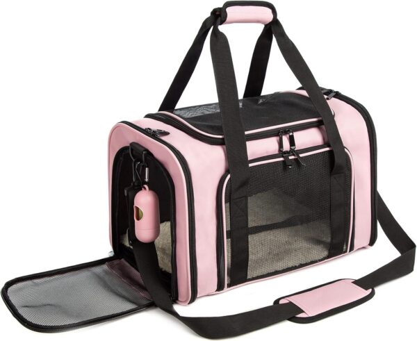 Cat Carrier Dog Carrier Pet Carrier Cat Bags for Small Medium Cats Dogs Puppies of 15 Lbs,of Airline Approved Small Dog Bag Soft Sided,Collapsible Travel Puppy Carrier (Medium, Pink) - Image 5