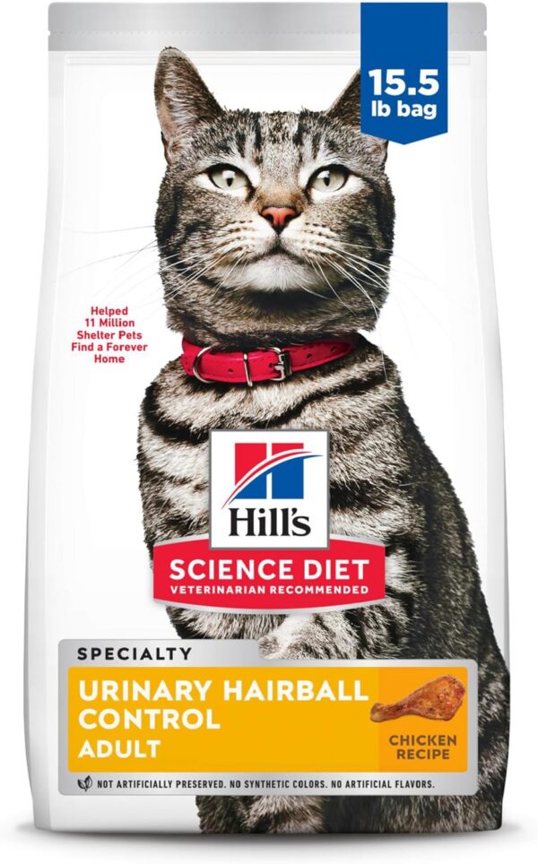 Hill's Science Diet Dry Cat Food, Adult, Urinary & Hairball Control, Chicken Recipe, 15.5 lb. Bag