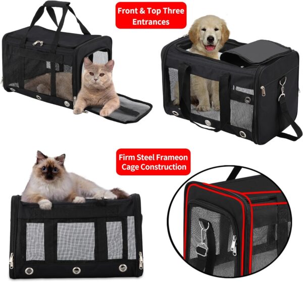 Soft Sided Cat/Dog Carrier,Collapsible Pets Travel Carriers for Pet/Puppy with Shoulder Strap & Removable Mat,Mesh Top Load Small Dogs/Cats Carry Bag Up to 17 Lbs TSA Airline Approved（Black,M） - Image 6