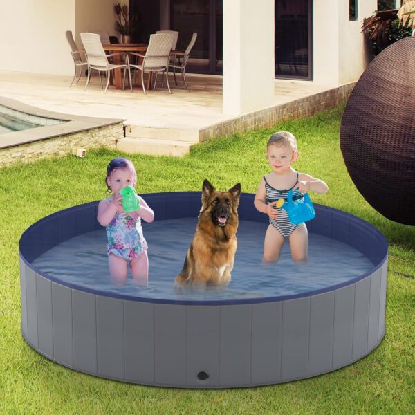 Niubya Foldable Dog Pool, Collapsible Hard Plastic Dog Swimming Pool, Portable Bath Tub for Pets Dogs and Cats, Pet Wading Pool for Indoor and Outdoor, 80 x 12 Inches - Image 7