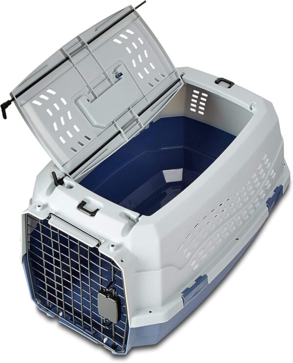 Amazon Basics - 2-Door Top-Load Hard-Sided Dogs, Cats Pet Travel Carrier, Gray & Blue, 22.8"L x 15.0"W x 13.0"H - Image 10