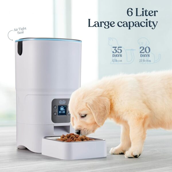 Smart Automatic Cat Feeder - 6-L Reliable Automatic Cat Food Dispenser with Display LCD Screen for Easy Set Up -Portion Control Automatic Dog Feeder - Desiccant Bag Keeps Dry Food Fresh-Voice Recorder - Image 3