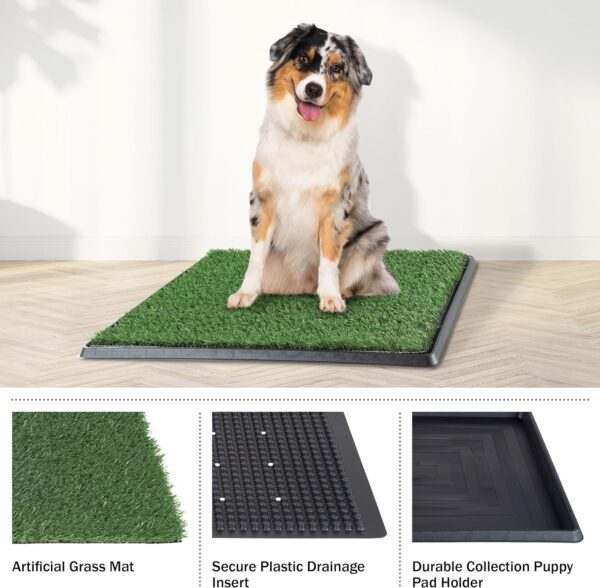 Artificial Grass Puppy Pee Pad for Dogs and Small Pets - 20x25 Reusable 3-Layer Training Potty Pad with Tray - Dog Housebreaking Supplies by PETMAKER - Image 5