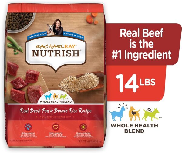 Rachael Ray Nutrish Premium Natural Dry Dog Food with Added Vitamins, Minerals & Taurine, Real Beef, Pea & Brown Rice Recipe, 14 Pounds (Packaging May Vary) - Image 2