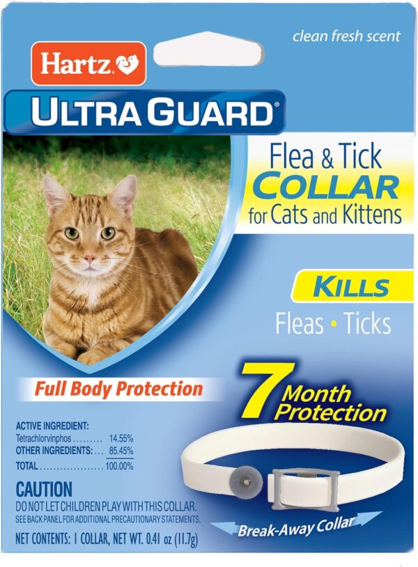 Hartz UltraGuard Flea & Tick Collar for Cats and Kittens, 7 Month Flea and Tick Protection and Prevention, White