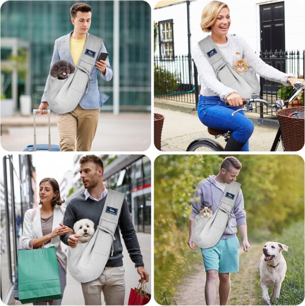 CUBY Dog and Cat Sling Carrier - Hands Free Reversible Pet Papoose Bag - Soft Pouch and Tote Design - Suitable for Puppy, Small Dogs Cats Outdoor (Classic Grey) - Image 6