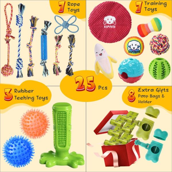 KIPRITII 25 Pack Dog Chew Toys for Puppy - Puppy Teething Chew Toys for Boredom, Pet Dog Toothbrush Chew Toys with Rope Toys, Treat Balls and Dog Squeaky Toy for Puppy and Small Dogs - Image 2