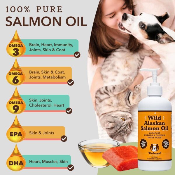 Natural Dog Company 100% Pure Wild Alaskan Salmon Oil for Dogs (16oz) Skin & Coat Dog Fish Oil supplements, Dog Oil for Food with Essential Fatty Acids, Fish Oil Dogs, Omega 3 Fish Oil for dogs - Image 4