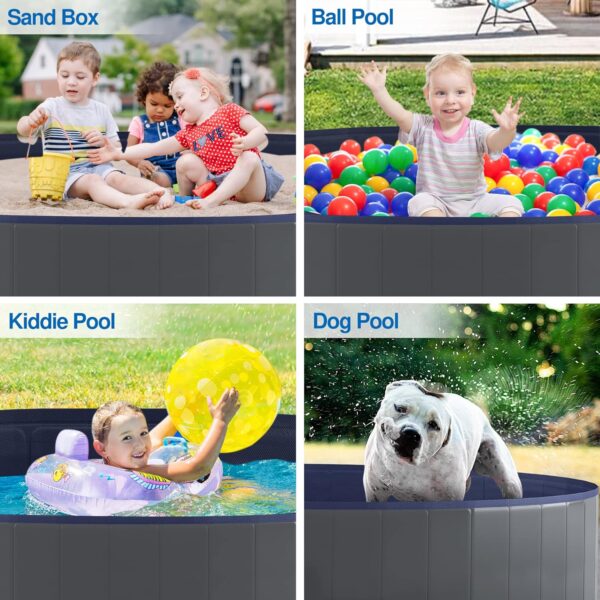 Niubya Foldable Dog Pool, Collapsible Hard Plastic Dog Swimming Pool, Portable Bath Tub for Pets Dogs and Cats, Pet Wading Pool for Indoor and Outdoor, 80 x 12 Inches - Image 5