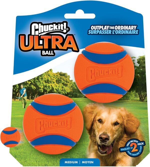 Chuckit! Ultra Ball Dog Toy, Medium (2.5 Inch Diameter) Pack of 2, for Breeds 20-60 lbs - Image 2