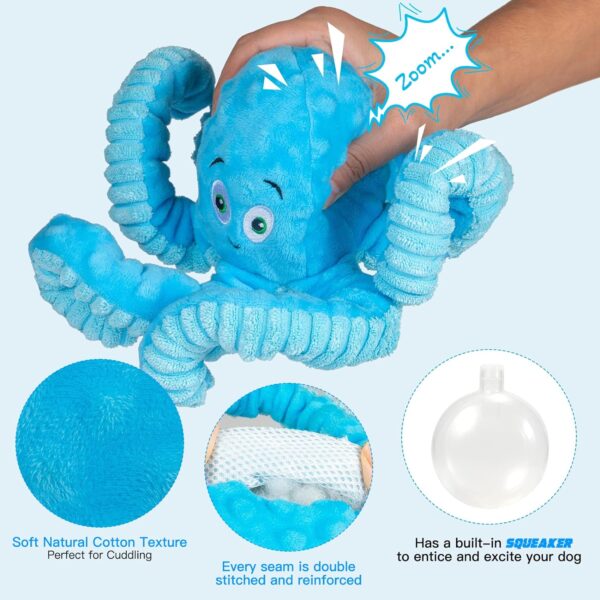 Dog Toys for Aggressive Chewers Indestructible Squeaky Dog Toys Octopus-Tug of War Dog Toys for Large Breed Tough Interactive Stuffed Dog Chew Toys for Puppies Small & Large Dogs - Image 3