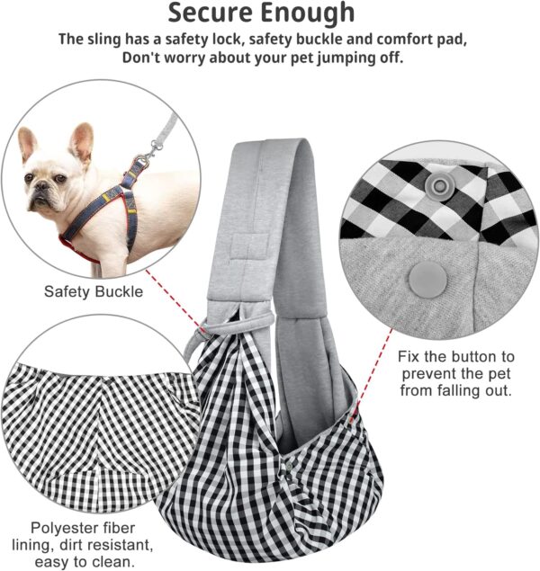 CUBY Dog and Cat Sling Carrier - Hands Free Reversible Pet Papoose Bag - Soft Pouch and Tote Design - Suitable for Puppy, Small Dogs Cats Outdoor (Classic Grey) - Image 4