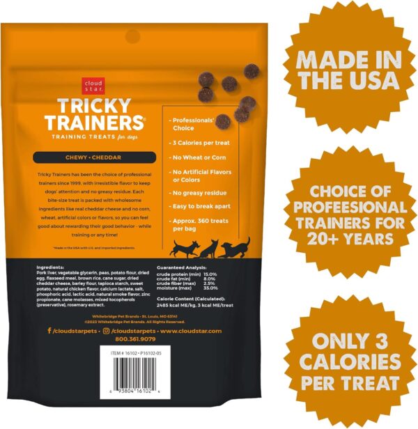 Cloud Star Tricky Trainers Soft & Chewy Dog Training Treats 14 oz Pouch, Cheddar Flavor, Low Calorie Behavior Aid with 360 treats - Image 3