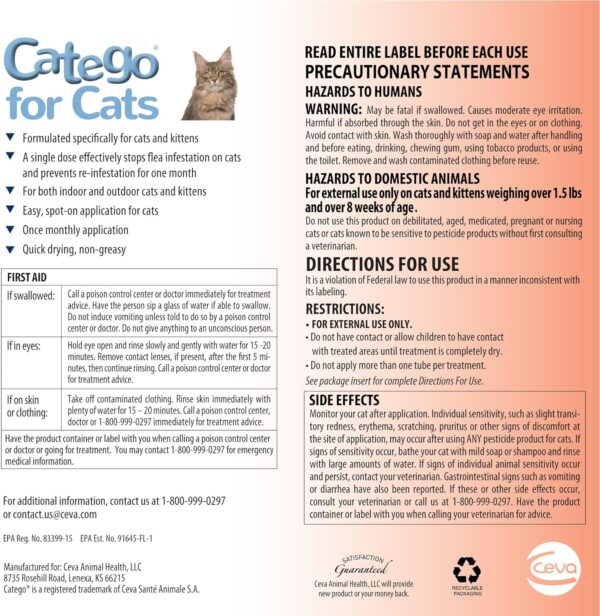 Fast-Acting Flea and Tick Treatment For Cats/Kittens (Over 1.5 lbs) Kills Fleas Within 6 Hours, Prevents Flea Re-Infestations - Image 2