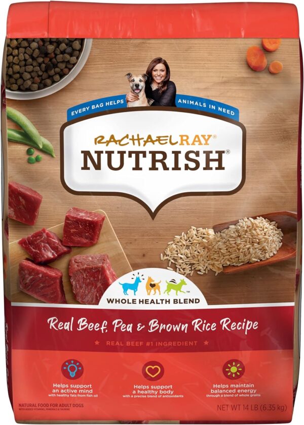 Rachael Ray Nutrish Premium Natural Dry Dog Food with Added Vitamins, Minerals & Taurine, Real Beef, Pea & Brown Rice Recipe, 14 Pounds (Packaging May Vary)