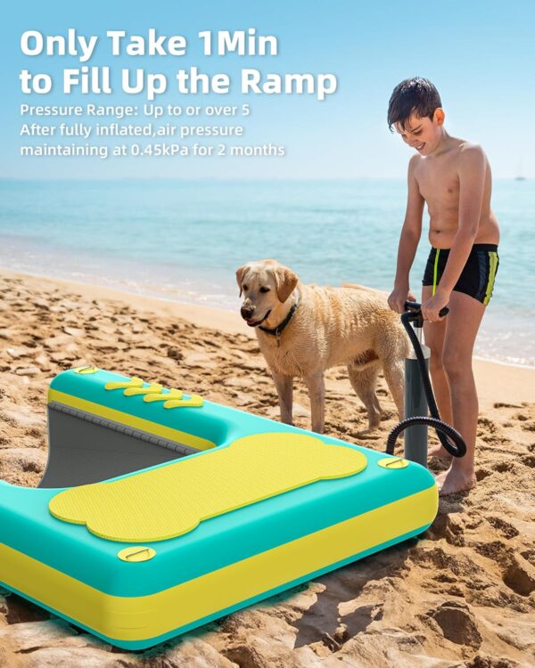 Inflatable Dog Pool Ramp, 59"x 39" Extra Large Dog Boat Ramp for Dogs Up to 240 lbs for Lakes Docks, Non-Slip Puncture-Resistant Dog Dock Platform Swimming Float Water Ramp Ladder Steps Pup Plank - Image 7