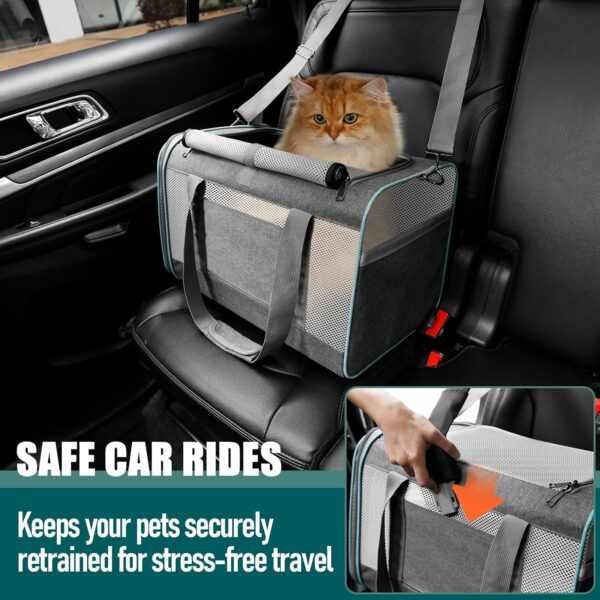 Pet Carrier for Large Cats 20 lbs+ / Soft Sided Small Dog Travel Carrier Top Load/Collapsible Carrier Bag for Big Cat / 2 Kittens Sturdy Transport Carrier Long Trips/Medium Cats 15 pounds - Image 7