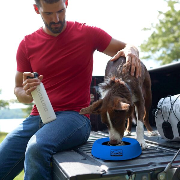 Franklin Pet Supply Travel Pet Silicon Bowl 27oz. – No Spill – BPA Free – Splash Proof – for Water and Food – Travel Smart Design – Portable Car Design – for Larger Dogs,Blue - Image 7