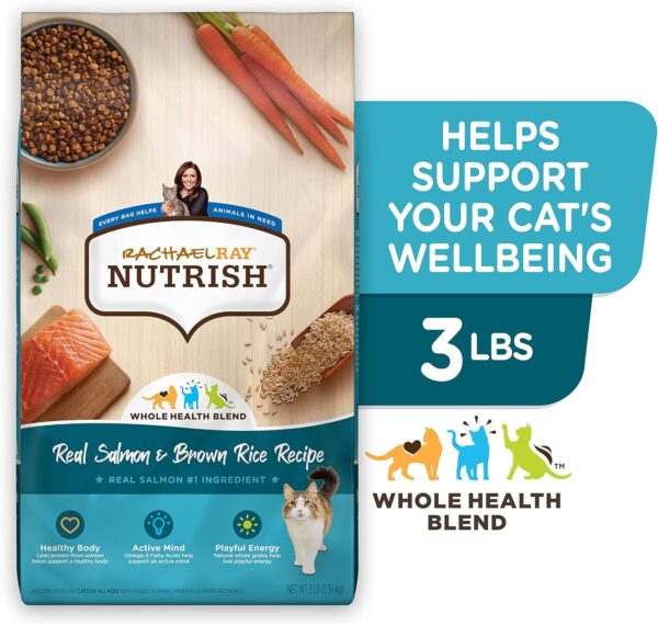 Rachael Ray Nutrish Premium Natural Dry Cat Food, Real Salmon & Brown Rice Recipe, 3 Pounds (Packaging May Vary) - Image 2