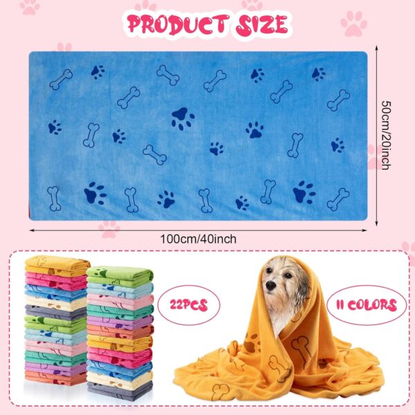 Tatuo 22 Pcs Dog Towels for Drying Dogs 20 x 40 Inch Pet Bath Towels Dog Absorbent Microfiber Towel Quick Drying Puppy Bathing Supplies for Small Medium Large Dog Puppy Cat (Colorful,Bone Pattern) - Image 2