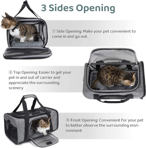 TSA Approved Pet Carrier for Small Cats Dogs, Travel Bag with Adequate Ventilation, 5 Mesh Windows, 3 Entrance, Locking Safety Zippers, Padded Shoulder and Carrying Strap, Small - Image 8