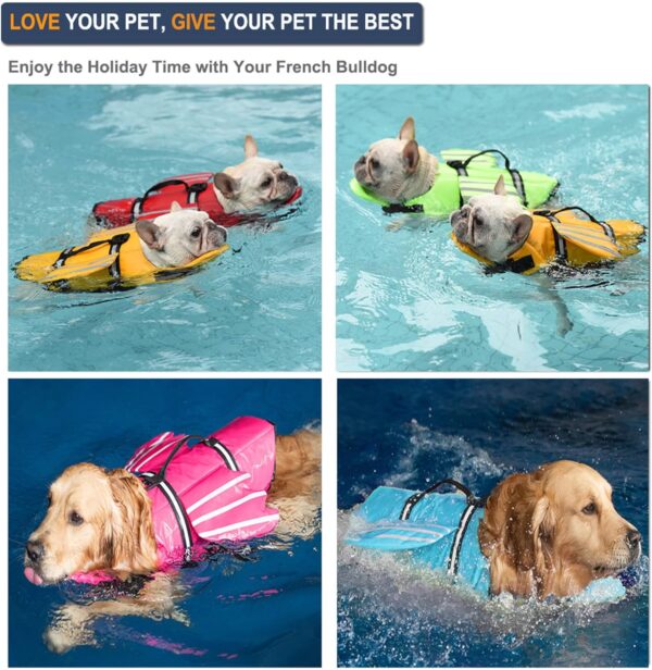 Dog Life Jacket, Wings Pet Life Vest for Small Medium Large Dogs, Reflective Adjustable Dog Flotation Swim Vest with Chin Float for Boating Surfing Swimming (Pink, XS) - Image 6