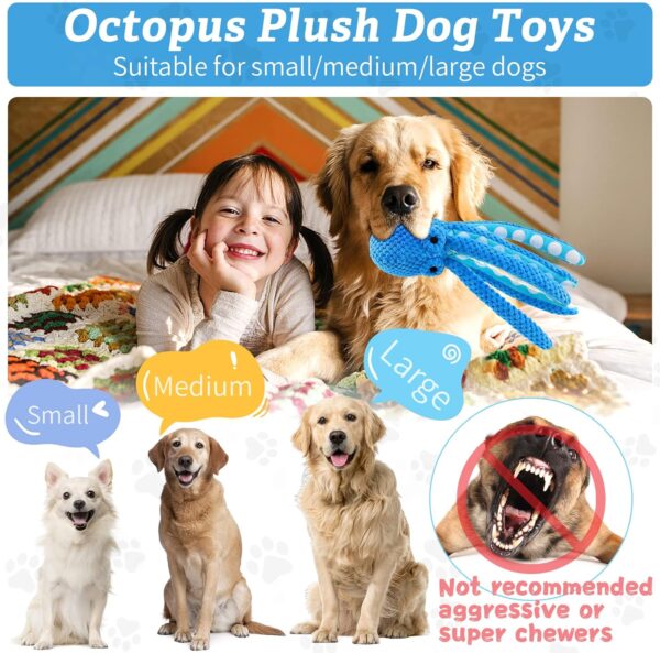 Large Squeaky Dog Toys：Plush Dog Toys with Soft Fabric for Small, Medium and large dogs-Octopus Stuffed Dog Toys to Keep Them Busy - Image 2