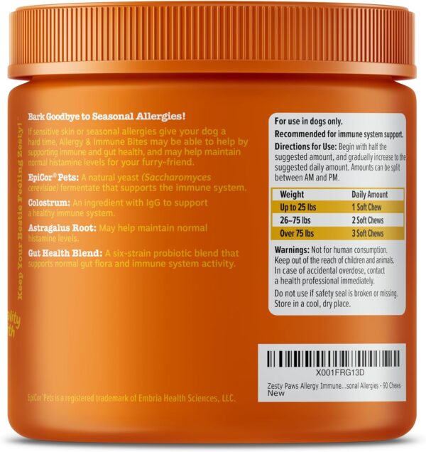 Zesty Paws Dog Allergy Relief - Anti Itch Supplement - Omega 3 Probiotics for Dogs - Digestive Health - Soft Chews for Skin & Seasonal Allergies - with Epicor Pets - Lamb - 90 Count - Image 6