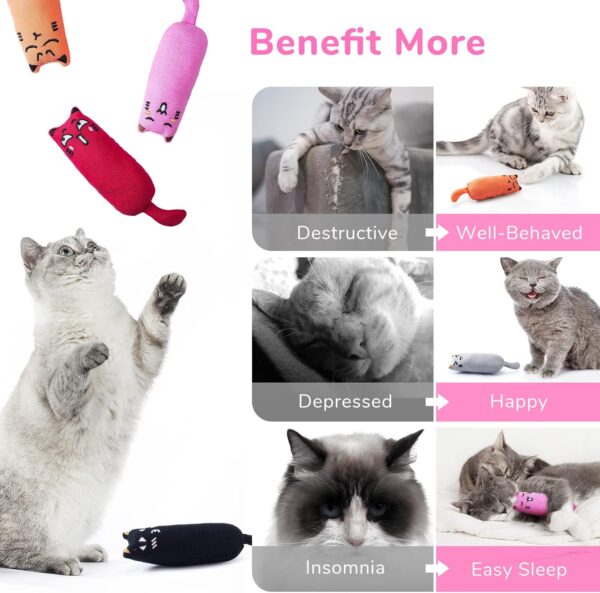 5Pcs Bite Resistant Catnip Toy for Cats,Catnip Filled Cartoon Mice Cat Teething Chew Toy - Image 4