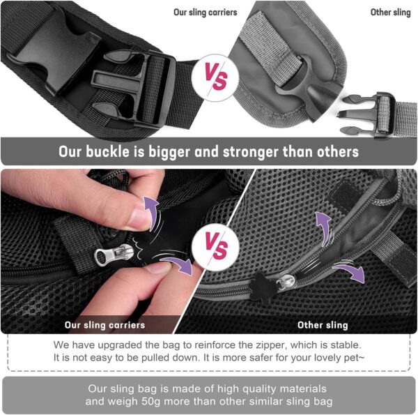 YUDODO Pet Dog Sling Carrier Breathable Mesh Travel Safe Sling Bag Carrier for Dogs Cats - Image 5