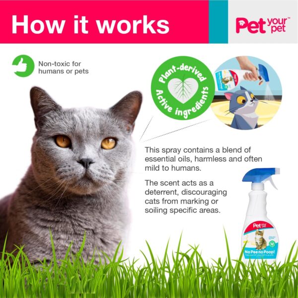 No Pee No Poop Cat Potty Training Spray, 16 Fl Oz – Non-Toxic Cat Spray Deterrent for Urine/Marking/Pooping – Natural Cat Pee Deterrent Spray – Indoor/Outdoor Keep Off Cat Spray - Image 3