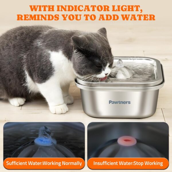 Cat Water Fountain Stainless Steel, 3.5L/118oz Cat Fountain, Automatic Dog Drinking Dispenser with 6 Filters, Metal Pet Water Bowl Indoor, Quiet Pump, Easy Cleaning, Silver - Image 6