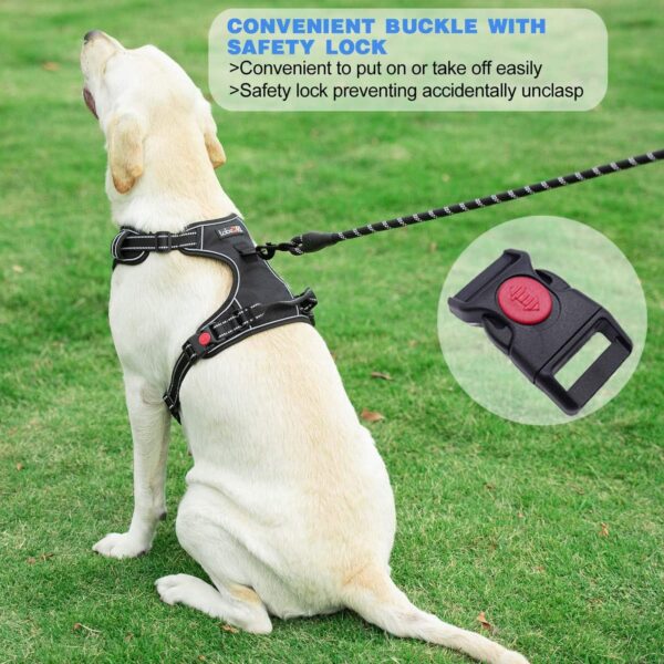 tobeDRI No Pull Dog Harness Adjustable Reflective Oxford Easy Control Medium Large Dog Harness with A Free Heavy Duty 5ft Dog Leash (L (Neck: 18"-25.5", Chest: 24.5"-33"), Blue Harness+Leash) - Image 4