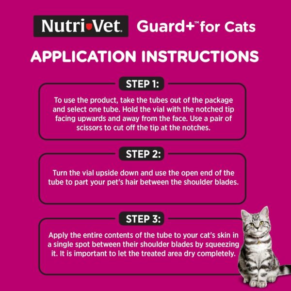 Nutri-Vet Guard+ for Cats - Flea & Tick Prevention for Cats 1.5 lbs and Up - Waterproof - 30 Days of Protection - 3 Month Supply - Image 5