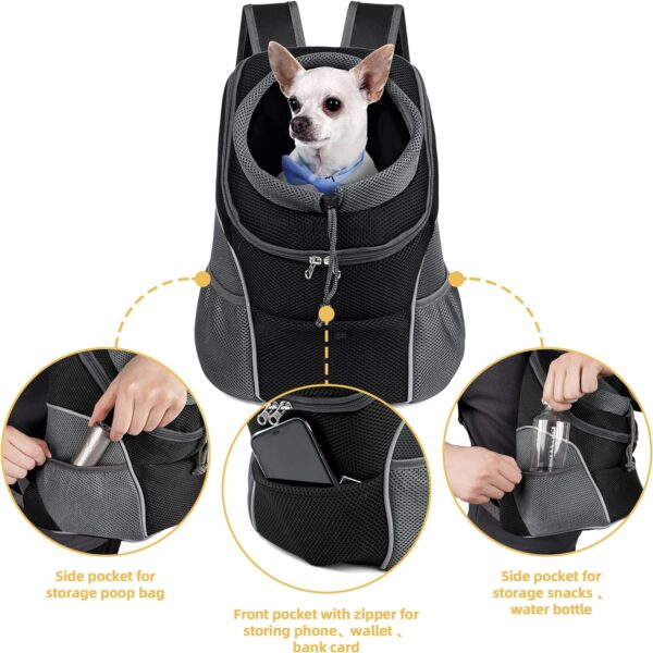 WOYYHO Pet Dog Carrier Backpack Side Storage Pockets Dog Backpack Carrier Adjustable Straps Dog Head-Out Backpacks Puppy Front and Back Carrier for Small Dogs Cats - Image 2