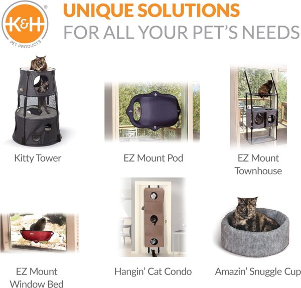 K&H PET PRODUCTS Hangin’ Cat Tree - Door Mounted Climber Cat Wall Perch Furniture Cat Hammock for Indoor, Hanging / Elevated Bed - 4 Story Gray 12 X 22 X 65 Inches - Image 7