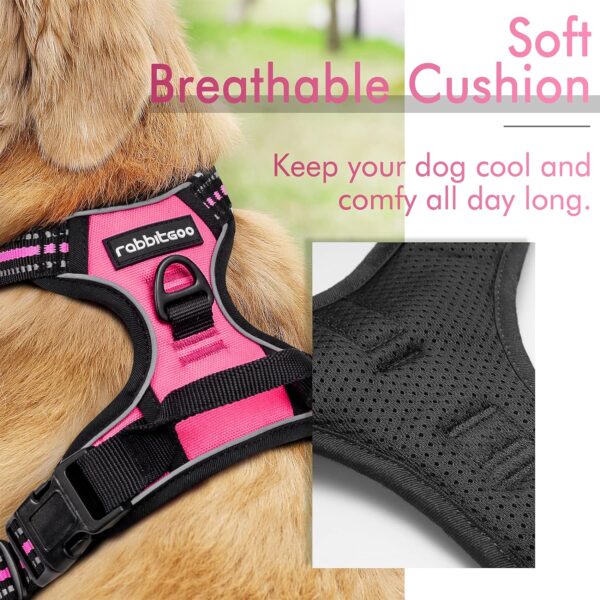 rabbitgoo Dog Harness, No-Pull Pet Harness with 2 Leash Clips, Adjustable Soft Padded Dog Vest, Reflective No-Choke Pet Oxford Vest with Easy Control Handle for Large Dogs, Hot Pink, L - Image 3