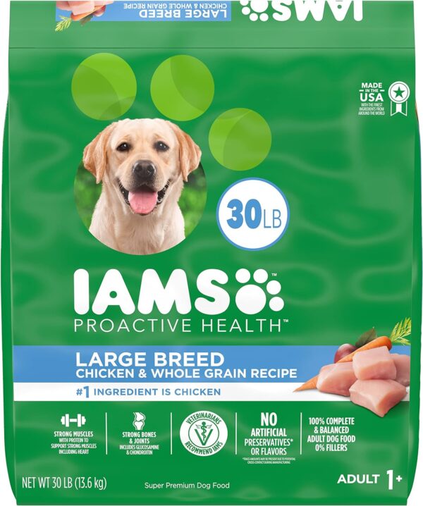 IAMS Proactive Health Large Breed Adult Dry Dog Food with Real Chicken, 30 lb. Bag