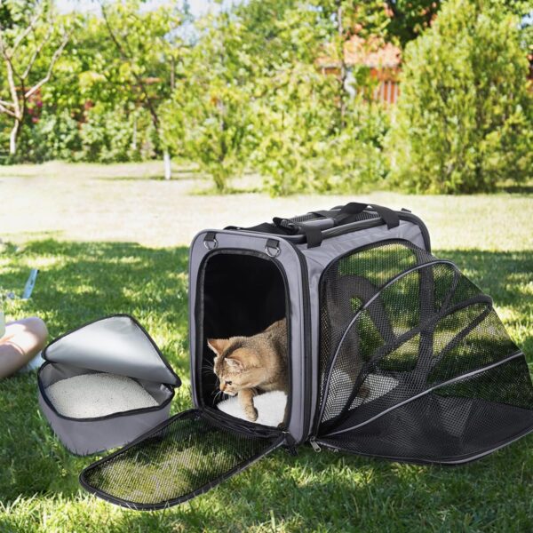 Cat Carrier for Car Travel, Car Travel Carrier with Litter Box, Expandable Soft Sided Pet Carrier for Cats or Puppy, Cat Travel Carrier with Travel Litter Bag - Image 3