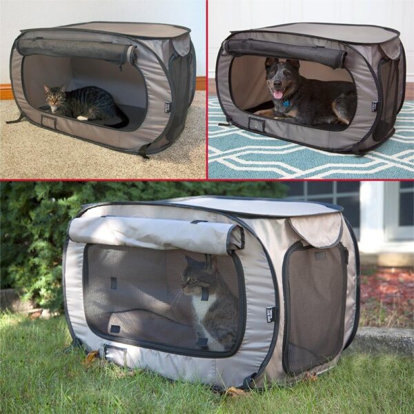 SportPet Designs Large Pop Open Kennel, Portable Cat Cage Kennel, Waterproof Pet bed, Carrier Collection - Image 6