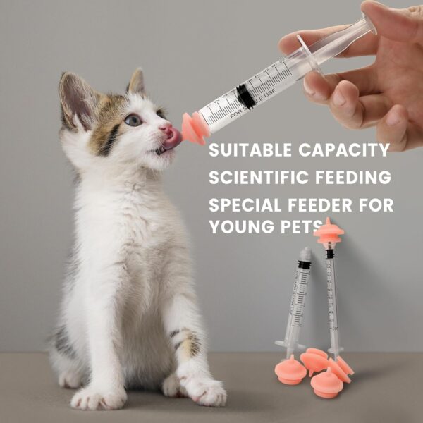 5 Pack Mini SE Feeding Nursing Nipple with 1cc and 3cc Syringe, New Upgrade with Smaller Pre-Made Hole Feeding Nipple for Kittens, Puppies, Bunnies, Squirrels - Image 2