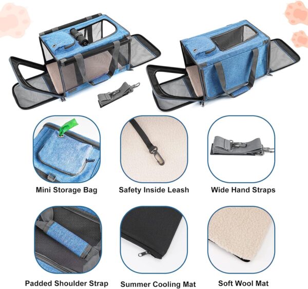 Pet Carrier for Large and Medium Cats, Soft-Sided Pet Carrier for Big Medium Cats and Puppy, Dog Carriers Cat Carriers Pet Privacy Protection Travel Carriers - Image 4