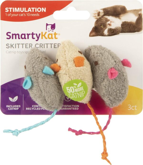 SmartyKat (3 Count) Skitter Critters Catnip Cat Toys - Gray/Cream, 3 Count - Image 6